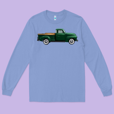 Western Green Truck Right Side View 1 Long Sleeve Tee Designed By Fadigitalartstudio