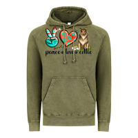 Vintage Olive peace love collie Vintage Hoodie - texasbilliewilder