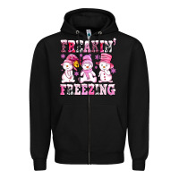 Black freaking freezing with Snowmans Zipper Hoodie - AdoDesignShop