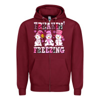 Burgundy freaking freezing with Snowmans Zipper Hoodie - AdoDesignShop