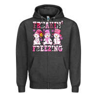 Charcoal Heather freaking freezing with Snowmans Zipper Hoodie - AdoDesignShop