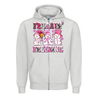 Dove Grey freaking freezing with Snowmans Zipper Hoodie - AdoDesignShop