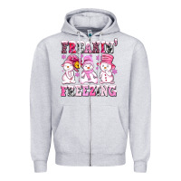 Heather Grey freaking freezing with Snowmans Zipper Hoodie - AdoDesignShop