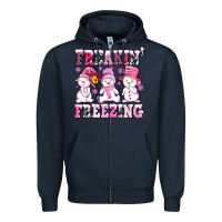 Navy freaking freezing with Snowmans Zipper Hoodie - AdoDesignShop