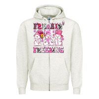 Oatmeal Heather freaking freezing with Snowmans Zipper Hoodie - AdoDesignShop
