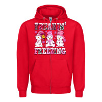 Red freaking freezing with Snowmans Zipper Hoodie - AdoDesignShop