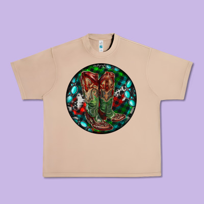 Christmas Cowboy Boots Urban Heavy Tee Designed By Ranaportraitstore