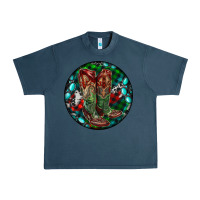 Midnight Navy Christmas Cowboy Boots Urban Heavy Tee - RanaPortraitStore