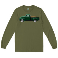 Army Green western green truck right side view Long Sleeve Tee - FaDigitalArtStudio