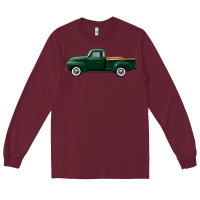 Burgundy western green truck right side view Long Sleeve Tee - FaDigitalArtStudio