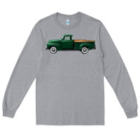 Heather Grey western green truck right side view Long Sleeve Tee - FaDigitalArtStudio