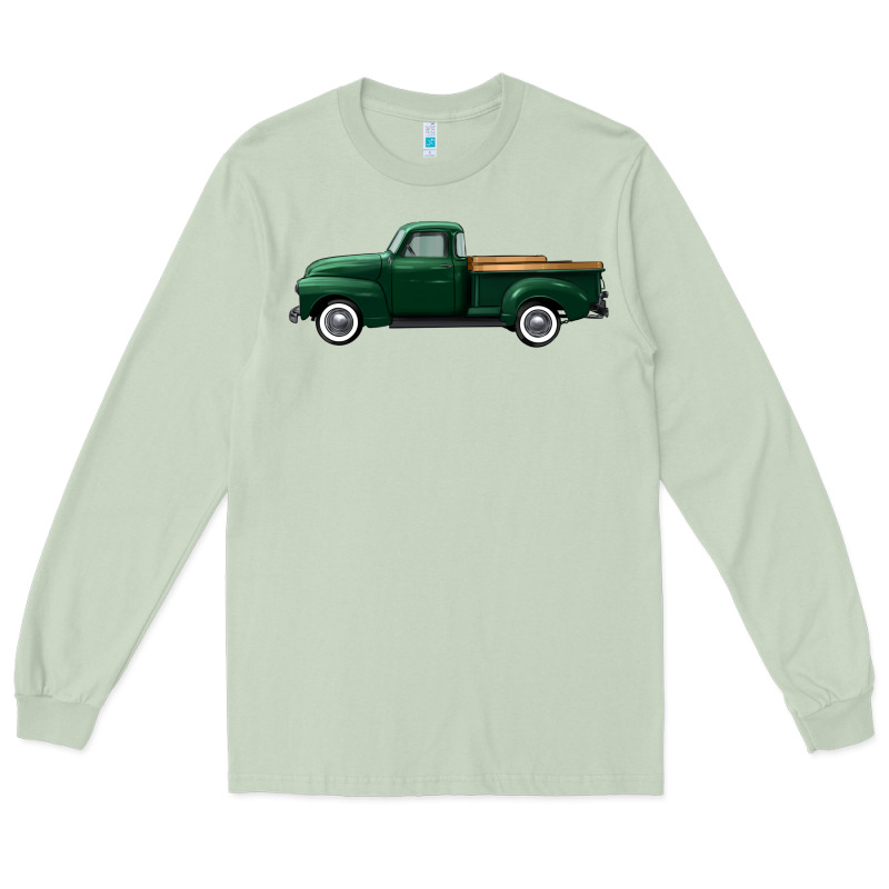 Western Green Truck Right Side View Long Sleeve Tee by FaDigitalArtStudio | Teevron