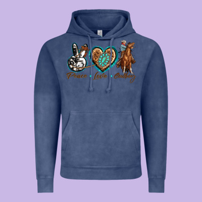 Peace Love Cowboy Vintage Hoodie Designed By Texasbilliewilder