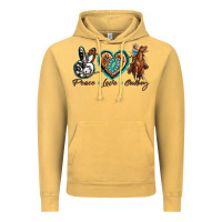 Vintage Mustard peace love cowboy Vintage Hoodie - texasbilliewilder