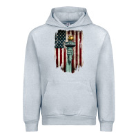 Heather Grey statue of liberty torch Urban Hoodie - BarkalooDesign