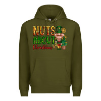 Army Green Nuts about Christmas Nutcracker Premium Hoodie - NancyCooperArtShop