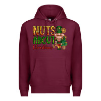 Burgundy Nuts about Christmas Nutcracker Premium Hoodie - NancyCooperArtShop