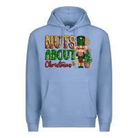 Colony Blue Nuts about Christmas Nutcracker Premium Hoodie - NancyCooperArtShop