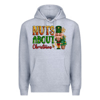 Heather Grey Nuts about Christmas Nutcracker Premium Hoodie - NancyCooperArtShop