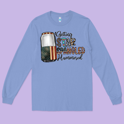 Getting Star Spangled Hammered Long Sleeve Tee Designed By Cowhidedigitalart