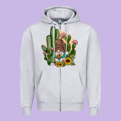 Cactus Gnomes Zipper Hoodie Designed By Jahusdesignshop