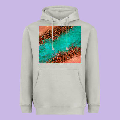 Leather Turquoise Glitter Tumbler Heavyweight Hoodie Designed By Jasminsmagicworld