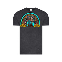 Vintage Black western cowboy boots sunflowers rainbow Vintage Tee - RanaPortraitStore