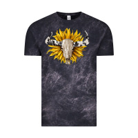 Cloud Black cowhide bull skull and sunflower Vintage Tee - BarkalooDesign