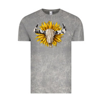 Cloud Rock cowhide bull skull and sunflower Vintage Tee - BarkalooDesign