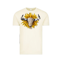 Vintage Arctic cowhide bull skull and sunflower Vintage Tee - BarkalooDesign