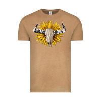 Vintage Camel cowhide bull skull and sunflower Vintage Tee - BarkalooDesign