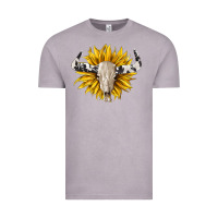 Vintage Zinc cowhide bull skull and sunflower Vintage Tee - BarkalooDesign