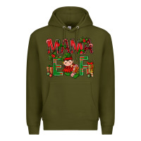 Army Green Mama Elf with Gift Christmas Premium Hoodie - NancyCooperArtShop