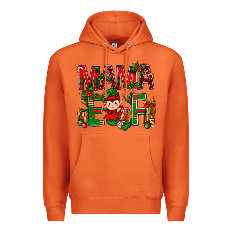 Mama Elf With Gift Christmas Premium Hoodie by NancyCooperArtShop | Teevron