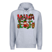 Heather Grey Mama Elf with Gift Christmas Premium Hoodie - NancyCooperArtShop