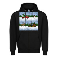 Black christmas snow truck seamless pattern Zipper Hoodie - BundleAndBundleShop