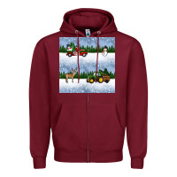 Burgundy christmas snow truck seamless pattern Zipper Hoodie - BundleAndBundleShop