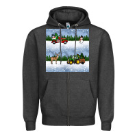 Charcoal Heather christmas snow truck seamless pattern Zipper Hoodie - BundleAndBundleShop