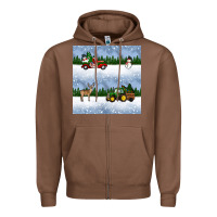 Chestnut christmas snow truck seamless pattern Zipper Hoodie - BundleAndBundleShop