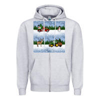 Heather Grey christmas snow truck seamless pattern Zipper Hoodie - BundleAndBundleShop