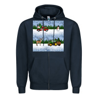 Navy christmas snow truck seamless pattern Zipper Hoodie - BundleAndBundleShop