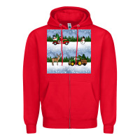 Red christmas snow truck seamless pattern Zipper Hoodie - BundleAndBundleShop