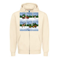 Sandshell christmas snow truck seamless pattern Zipper Hoodie - BundleAndBundleShop