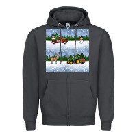 Smoke christmas snow truck seamless pattern Zipper Hoodie - BundleAndBundleShop