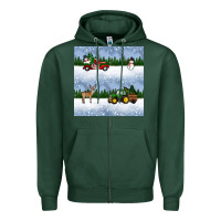 Sports Green christmas snow truck seamless pattern Zipper Hoodie - BundleAndBundleShop