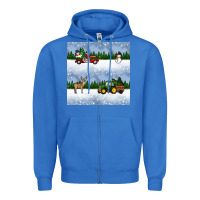 True Royal christmas snow truck seamless pattern Zipper Hoodie - BundleAndBundleShop