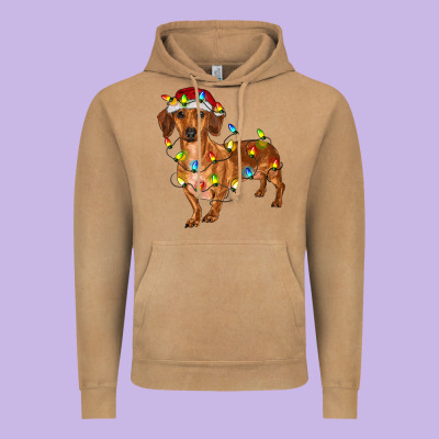 Vintage Hoodie Dachshund Christmas Lights