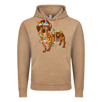 Vintage Coffee Dachshund Christmas Lights Vintage Hoodie - RanaPortraitStore