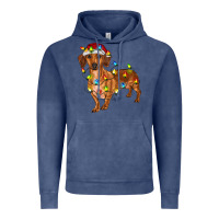 Vintage Denim Dachshund Christmas Lights Vintage Hoodie - RanaPortraitStore