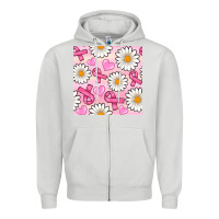 Dove Grey breast cancer awareness with daisy and heart seamless pattern Zipper Hoodie - BundleAndBundleShop